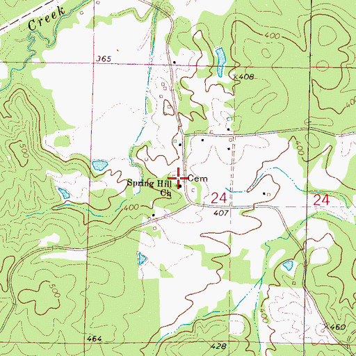 Topographic Map of Springhill Cemetery, MS