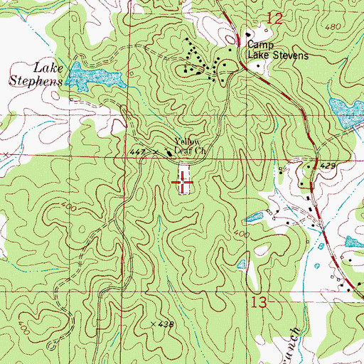 Topographic Map of Yellow Leaf Cemetery, MS