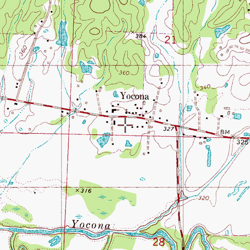 Topographic Map of Yocona High School (historical), MS