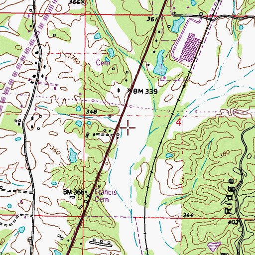Topographic Map of Francis Family Cemetery, MS