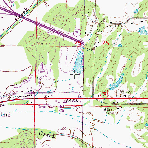 Topographic Map of Gilvo (historical), MS