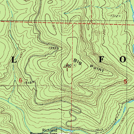 Topographic Map of Big Point, AR