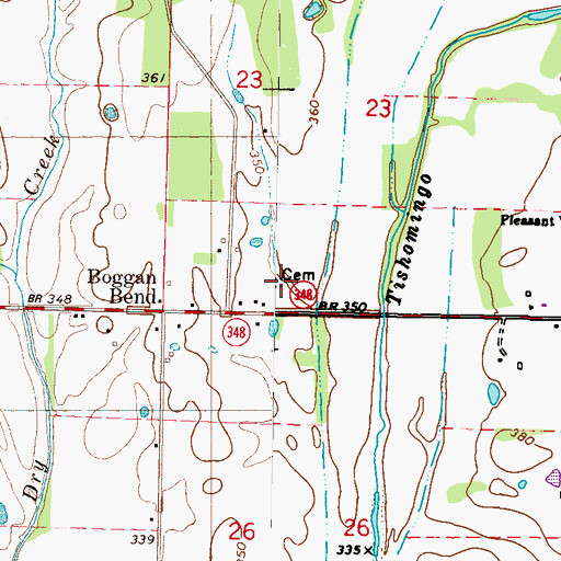 Topographic Map of House Cemetery, MS
