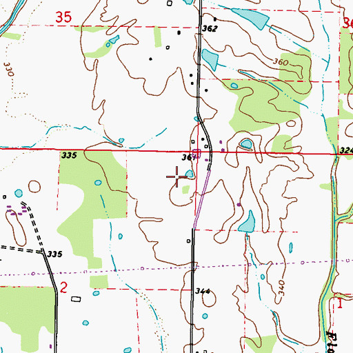 Topographic Map of Huckleberry Cemetery, MS