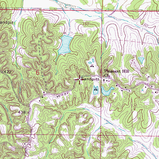 Topographic Map of Kellys Chapel Cemetery, MS