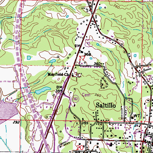 Topographic Map of Mayfield Cemetery, MS