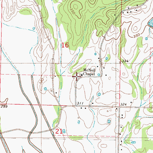 Topographic Map of McNeil Cemetery, MS