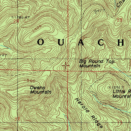 Topographic Map of Big Round Top Mountain, AR