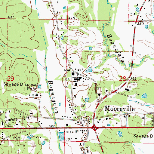Topographic Map of Mooreville School, MS