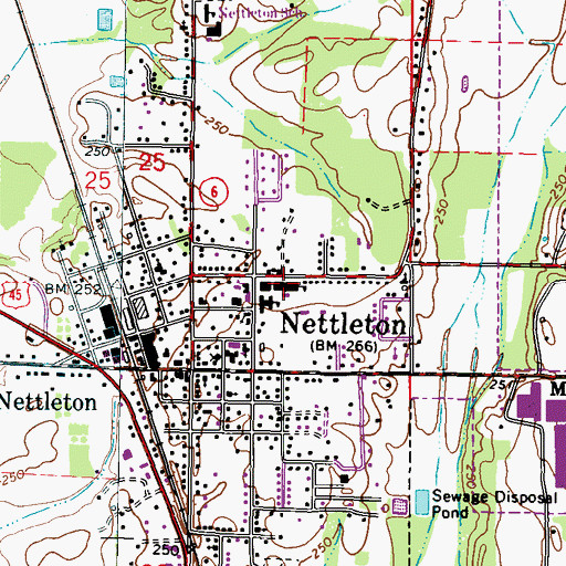 Topographic Map of Nettleton High School, MS