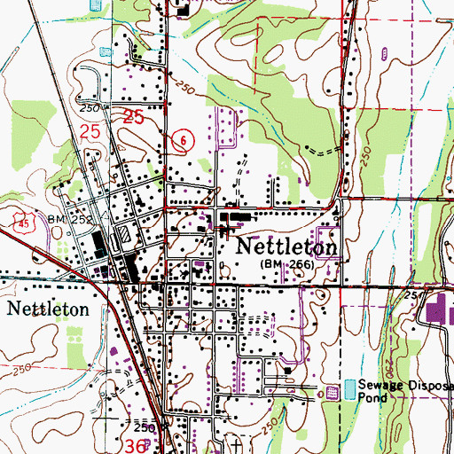 Topographic Map of Nettleton Upper Elementary School, MS