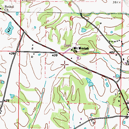 Topographic Map of Old Bethel Cemetery, MS