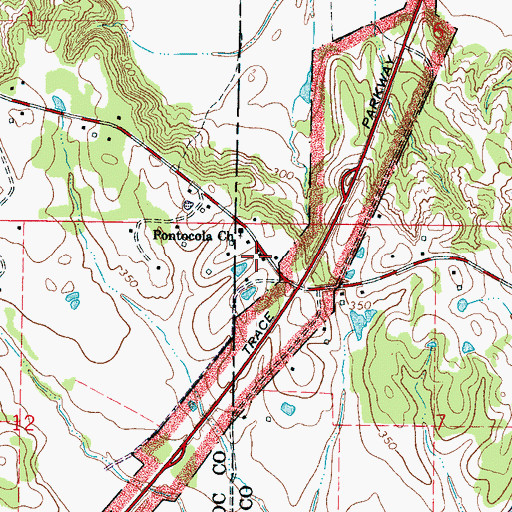 Topographic Map of Old Coffee Cemetery, MS