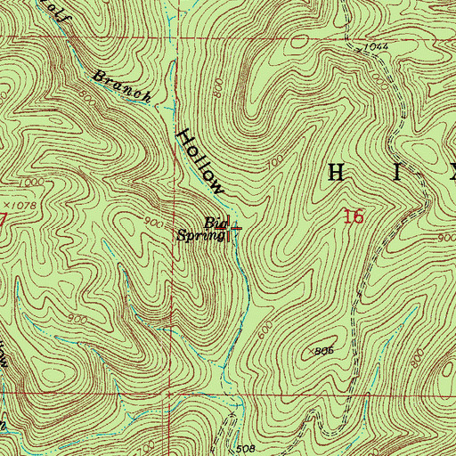 Topographic Map of Big Spring, AR