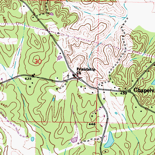 Topographic Map of Old Friendship Cemetery, MS