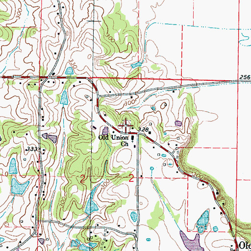 Topographic Map of Old Union Cemetery, MS