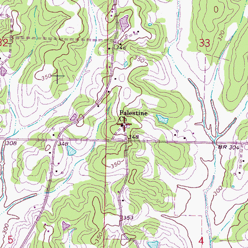 Topographic Map of Palestine Cemetery, MS
