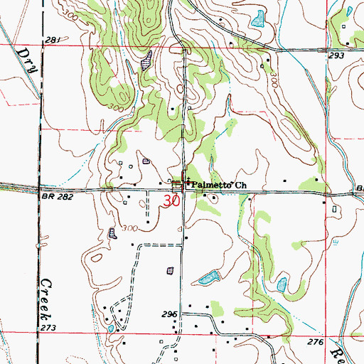 Topographic Map of Palmetto Cemetery, MS