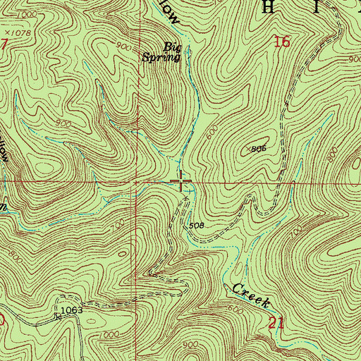 Topographic Map of Big Spring Hollow, AR