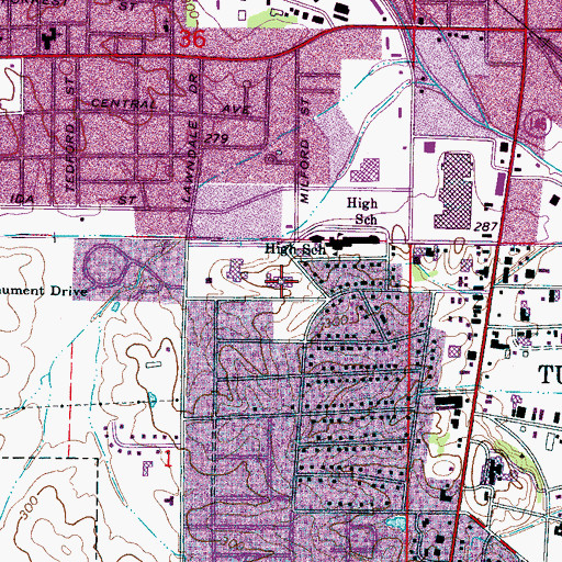 Topographic Map of Pierce Street Elementary School, MS
