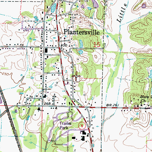 Topographic Map of Plantersville Cemetery, MS