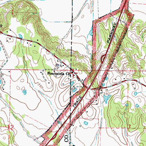 Topographic Map of Pontocola School (historical), MS