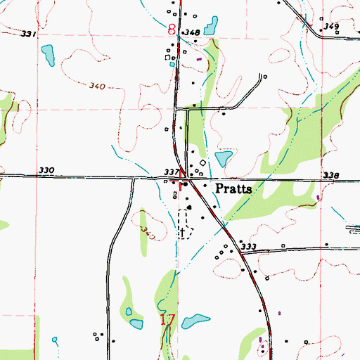 Topographic Map of Pratts Church, MS
