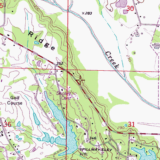 Topographic Map of Shipley Cemetery, MS