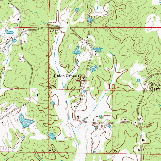 Topographic Map of Union Grove Cemetery, MS