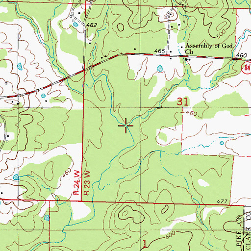 Topographic Map of Bigsby Branch, AR