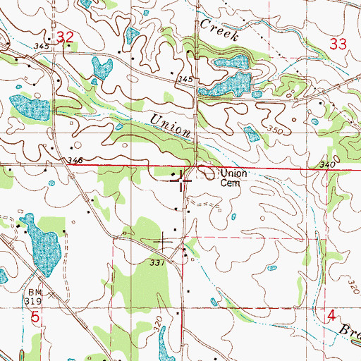 Topographic Map of Union School (historical), MS