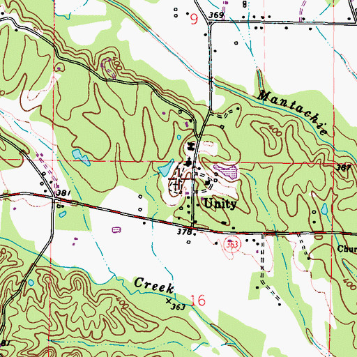 Topographic Map of Unity Cemetery, MS