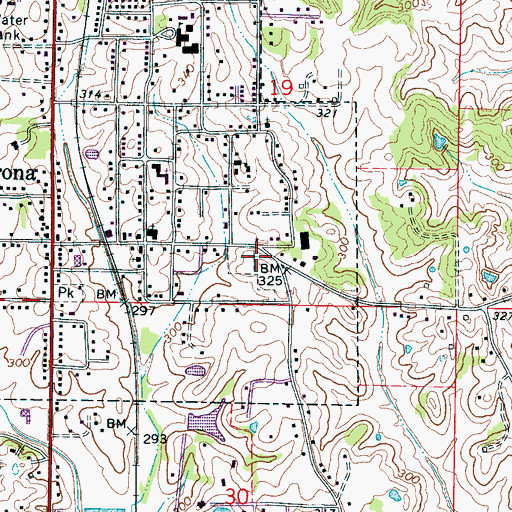 Topographic Map of Verona Cemetery, MS