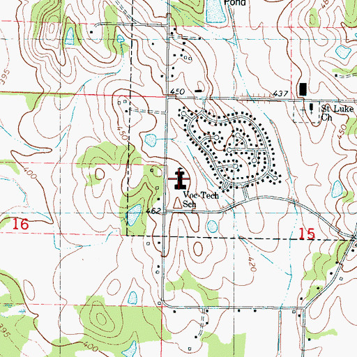 Topographic Map of Alcorn County Vocational Center, MS