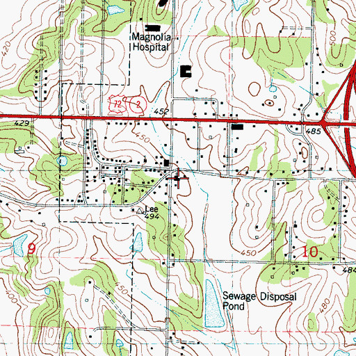Topographic Map of Calvary Baptist Church, MS