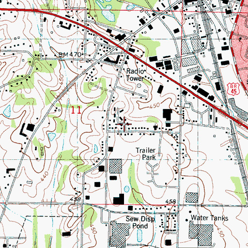 Topographic Map of Corona Female College (historical), MS