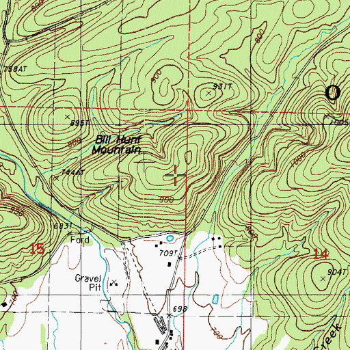 Topographic Map of Bill Hunt Mountain, AR