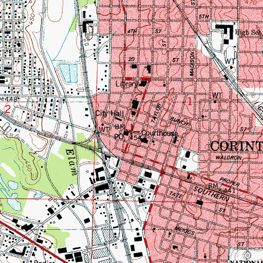 Topographic Map of Corinth Sanitarium (historical), MS