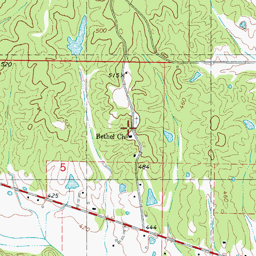 Topographic Map of Bethel School (historical), MS