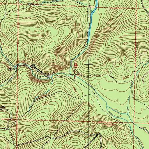 Topographic Map of Bills Branch, AR