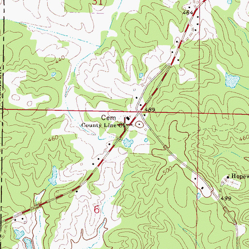 Topographic Map of County Line School (historical), MS