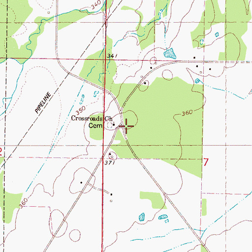 Topographic Map of Cross Roads (historical), MS