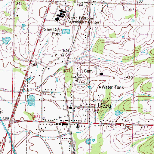 Topographic Map of Ecru Male and Female Institute (historical), MS