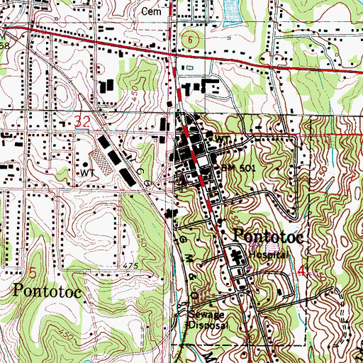 Topographic Map of First Baptist Church, MS