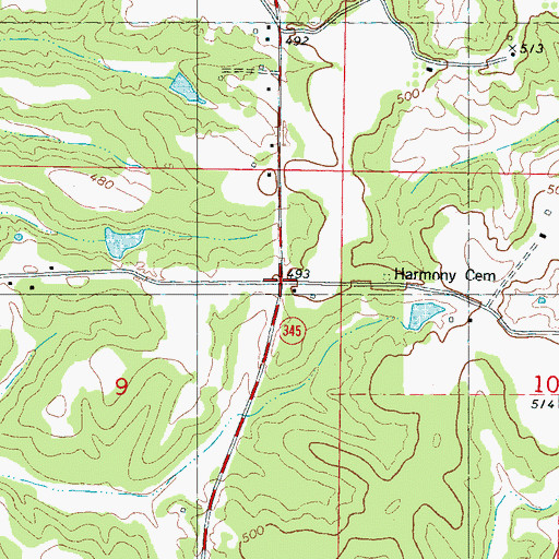 Topographic Map of Harmony (historical), MS