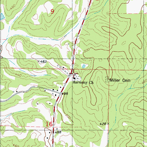 Topographic Map of Harmony School (historical), MS