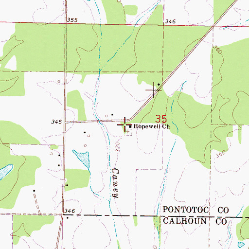 Topographic Map of Hopewell School (historical), MS