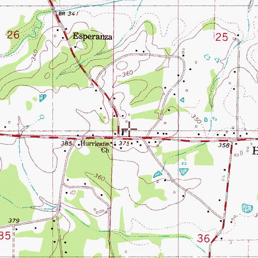 Topographic Map of Hurricane School (historical), MS