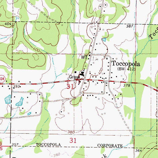 Topographic Map of Lebanon Presbyterian Church, MS