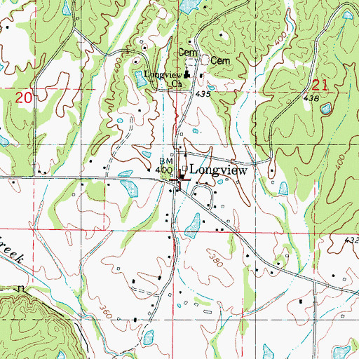 Topographic Map of Longview School (historical), MS
